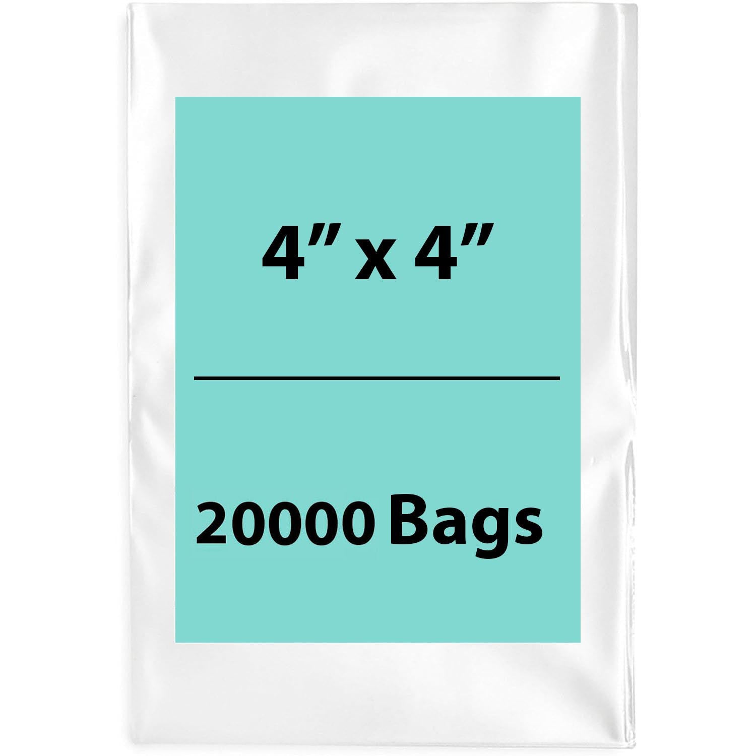 LDPE 2Mil Clear Poly Bags 4X4 inches 20000 Bags