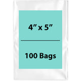 Clear Poly Bags 2 Mil Size: 4 inch (width) X 5 inch (height) Pack of 100 Bags