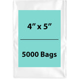 Clear Poly Bags 2 Mil Size: 4 inch (width) X 5 inch (height) Pack of 5000 Bags