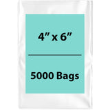 Clear Poly Bags 2 Mil Size: 4 inch (width) X 6 inch (height) Pack of 5000 Bags