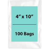 Clear Poly Bags 2 Mil Size: 4 inch (width) X 10 inch (height) Pack of 100 Bags