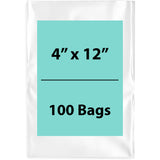 Clear Poly Bags 2 Mil Size: 4 inch (width) X 12 inch (height) Pack of 100 Bags