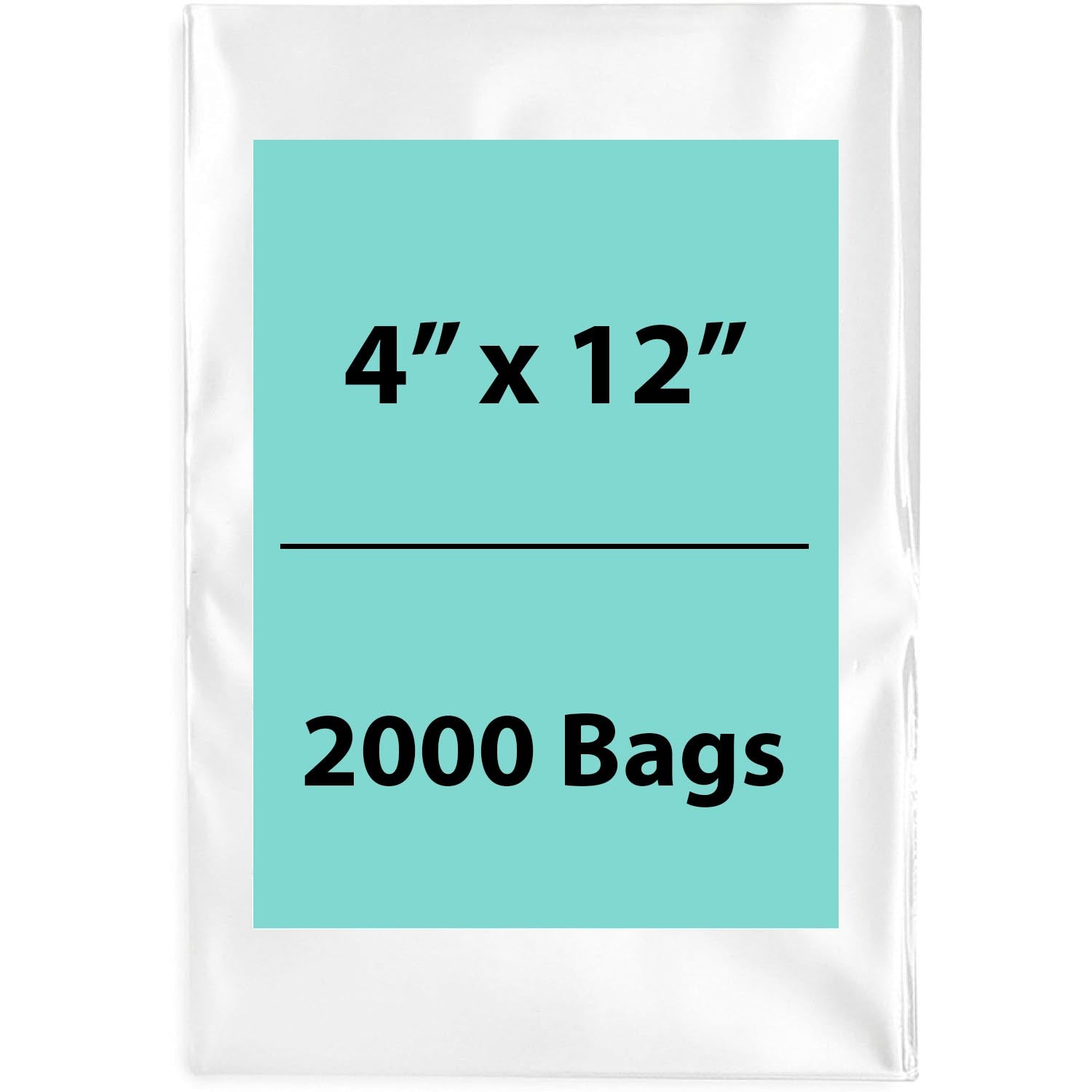 Clear Poly Bags 2 Mil Size: 4 inch (width) X 12 inch (height) Pack of 2000 Bags