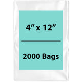 Clear Poly Bags 2 Mil Size: 4 inch (width) X 12 inch (height) Pack of 2000 Bags