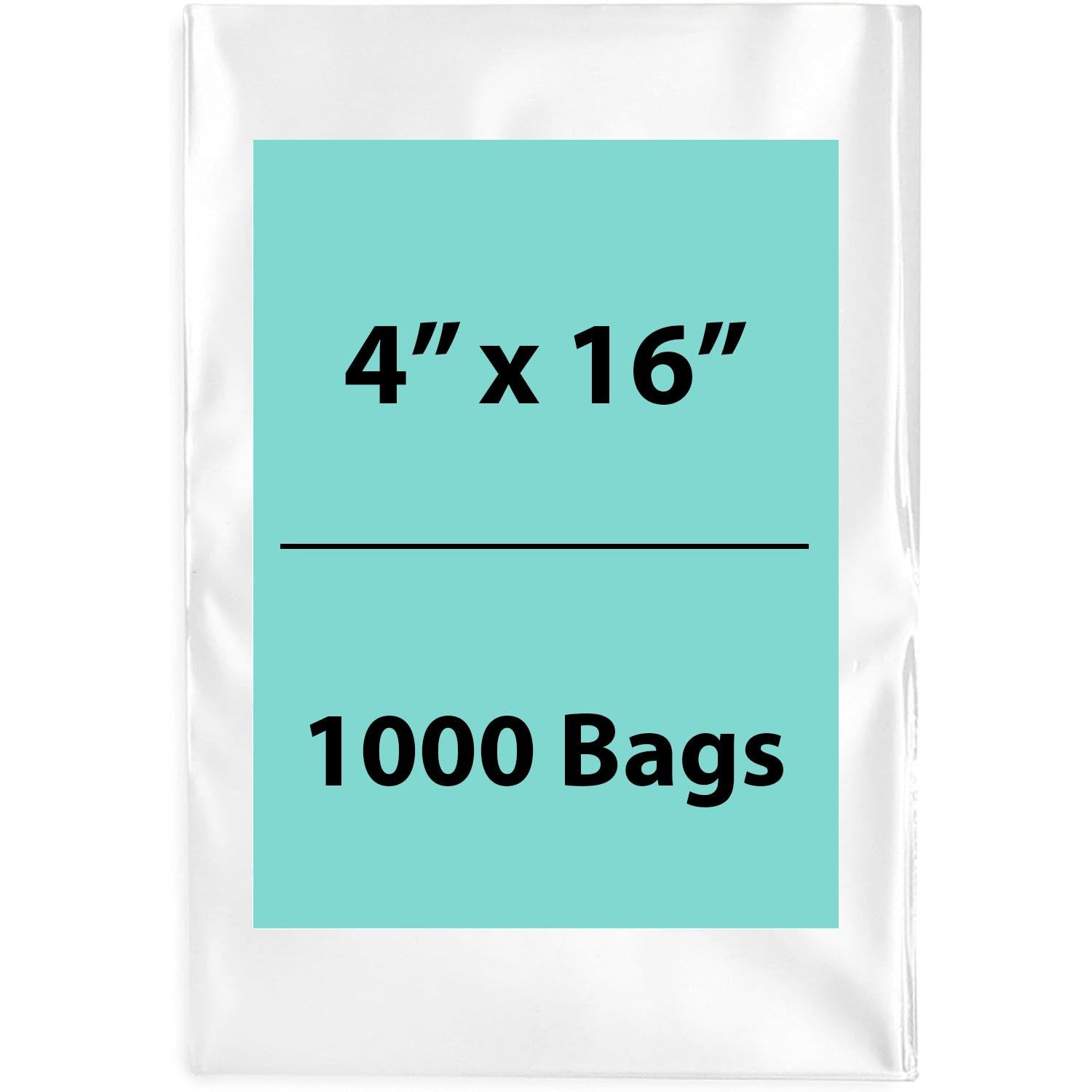 Clear Poly Bags 2 Mil Size: 4 inch (width) X 16 inch (height) Pack of 1000 Bags
