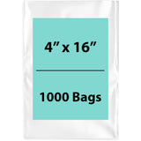 Clear Poly Bags 2 Mil Size: 4 inch (width) X 16 inch (height) Pack of 1000 Bags