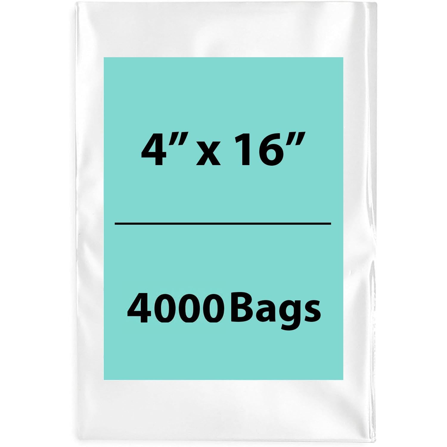LDPE 2Mil Clear Poly Bags 4X16 inches 4000 Bags