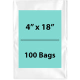 Clear Poly Bags 2 Mil Size: 4 inch (width) X 18 inch (height) Pack of 100 Bags