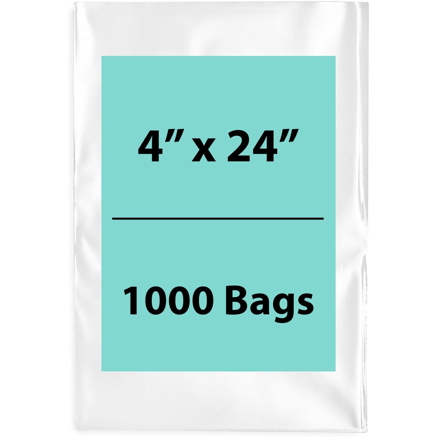 Clear Poly Bags 2 Mil Size: 4 inch (width) X 24 inch (height) Pack of 1000 Bags