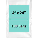 Clear Poly Bags 2 Mil Size: 4 inch (width) X 24 inch (height) Pack of 100 Bags