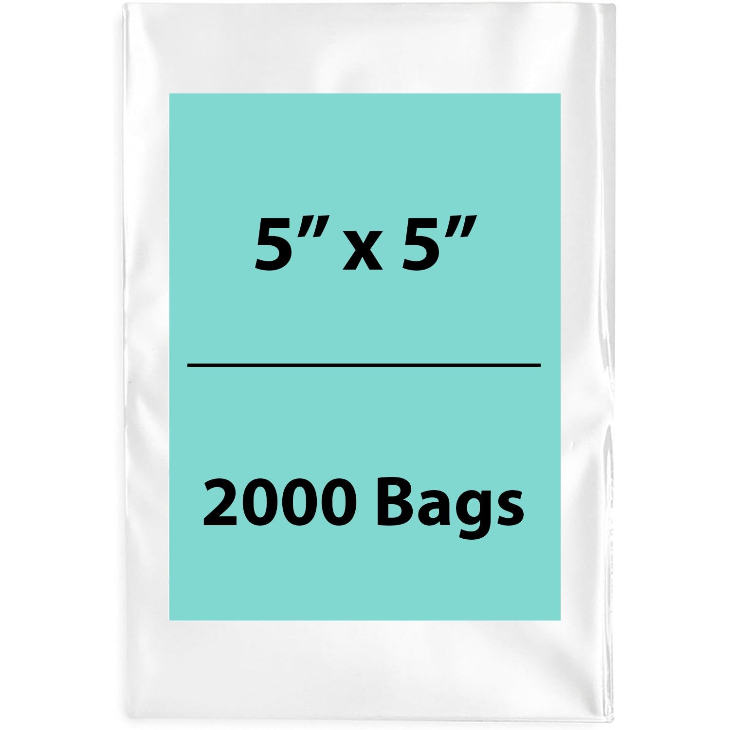 Clear Poly Bags 2 Mil Size: 5 inch (width) X 5 inch (height) Pack of 2000 Bags