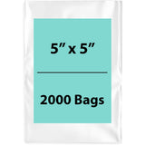 Clear Poly Bags 2 Mil Size: 5 inch (width) X 5 inch (height) Pack of 2000 Bags