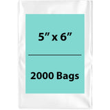Clear Poly Bags 2 Mil Size: 5 inch (width) X 6 inch (height) Pack of 2000 Bags