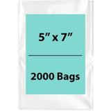 Clear poly Bags 2 Mil 5 inch (width) X 7 inch (Height) Pack of 2000 Bags