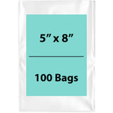 Clear poly Bags 2 Mil 5 inch (width) X 8 inch (Height) Pack of 100 Bags