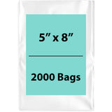 Clear poly Bags 2 Mil 5 inch (width) X 8 inch (Height) Pack of 2000 Bags