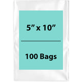 Clear poly Bags 2 Mil 5 inch (width) X 10 inch (Height) Pack of 100 Bags
