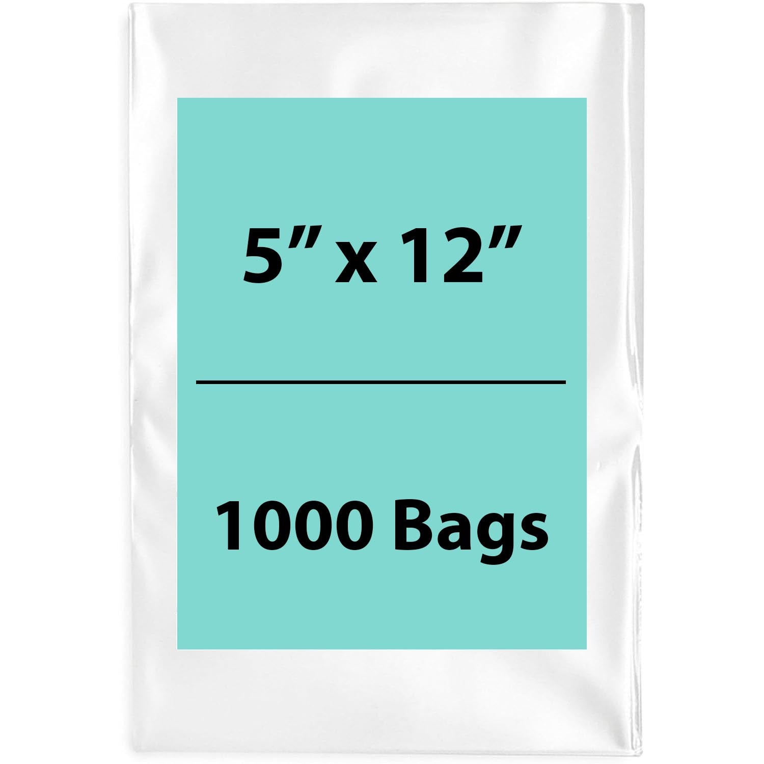 Clear Poly Bags 2 Mil Size: 5 inch (width) X 12 inch (height) Pack of 1000 Bags