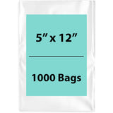 Clear Poly Bags 2 Mil Size: 5 inch (width) X 12 inch (height) Pack of 1000 Bags