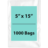 Clear Poly Bags 2 Mil Size: 5 inch (width) X 15 inch (height) Pack of 1000 Bags