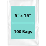 Clear Poly Bags 2 Mil Size: 5 inch (width) X 15 inch (height) Pack of 100 Bags
