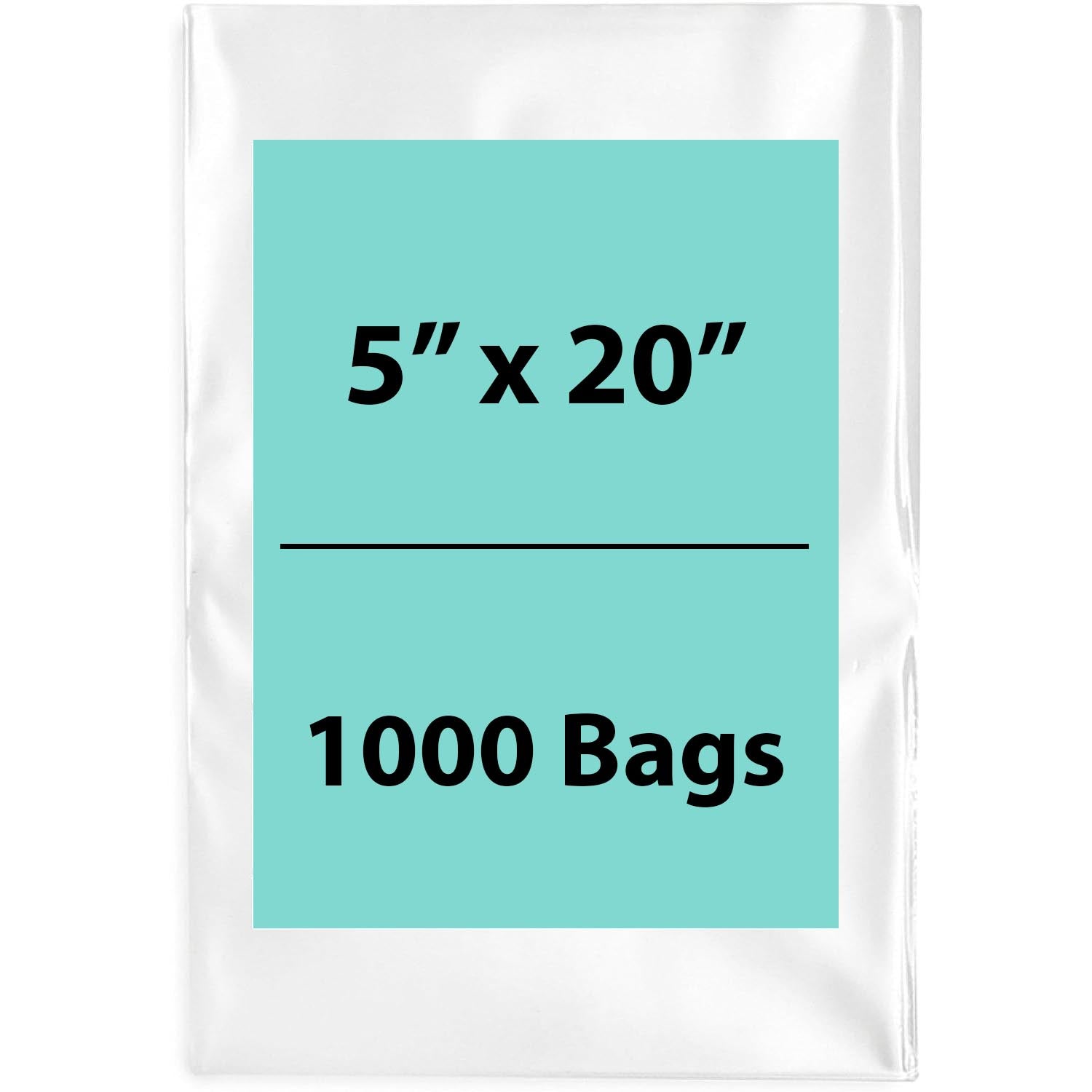 Clear Poly Bags 2 Mil Size: 5 inch (width) X 20 inch (height) Pack of 1000 Bags