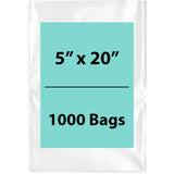 Clear Poly Bags 2 Mil Size: 5 inch (width) X 20 inch (height) Pack of 1000 Bags