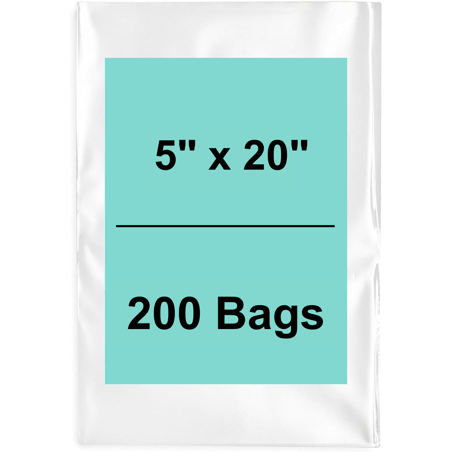 5X20 inches Clear Flat Poly Bags 2Mil Open Top (LDPE)