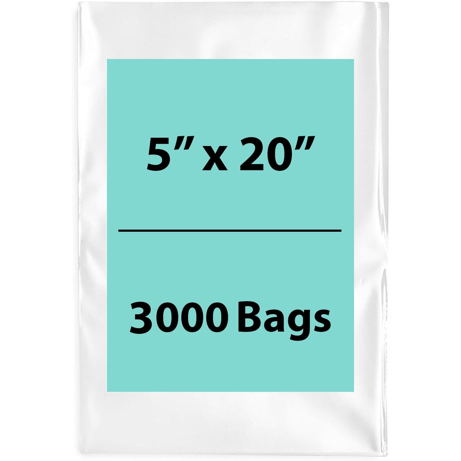 LDPE 2Mil Clear Poly Bags 5X20 inches 3000 Bags