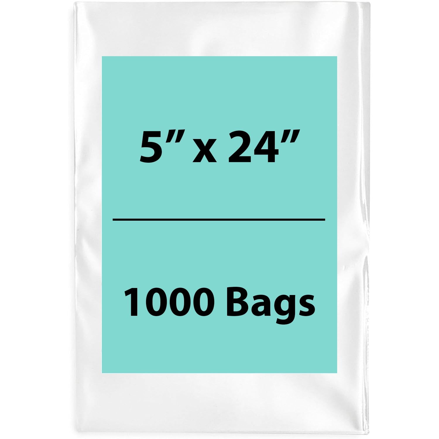 Clear Poly Bags 2 Mil Size: 5 inch (width) X 24 inch (height) Pack of 1000 Bags