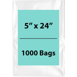 Clear Poly Bags 2 Mil Size: 5 inch (width) X 24 inch (height) Pack of 1000 Bags