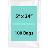 Clear Poly Bags 2 Mil Size: 5 inch (width) X 24 inch (height) Pack of 100 Bags