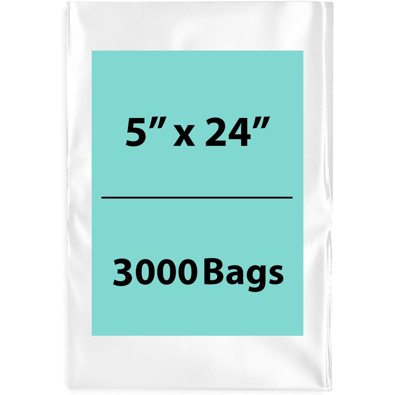 LDPE 2Mil Clear Poly Bags 5X24 inches 3000 Bags