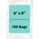 Clear Poly Bags 2 Mil Size: 6 inch (width) X 8 inch (height) Pack of 100 Bags