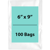 Clear Poly Bags 2 Mil Size: 6 inch (width) X 9 inch (height) Pack of 100 Bags