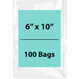 Clear Poly Bags 2 Mil Size: 6 inch (width) X 10 inch (height) Pack of 100 Bags