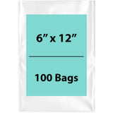 Clear Poly Bags 2 Mil Size: 6 inch (width) X 12 inch (height) Pack of 100 Bags