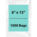 Clear Poly Bags 2 Mil Size: 6 inch (width) X 15 inch (height) Pack of 1000 Bags