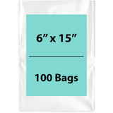 Clear Poly Bags 2 Mil Size: 6 inch (width) X 15 inch (height) Pack of 100 Bags