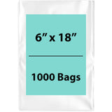 Clear Poly Bags 2 Mil Size: 6 inch (width) X 18 inch (height) Pack of 1000 Bags