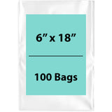 Clear Poly Bags 2 Mil Size: 6 inch (width) X 18 inch (height) Pack of 100 Bags