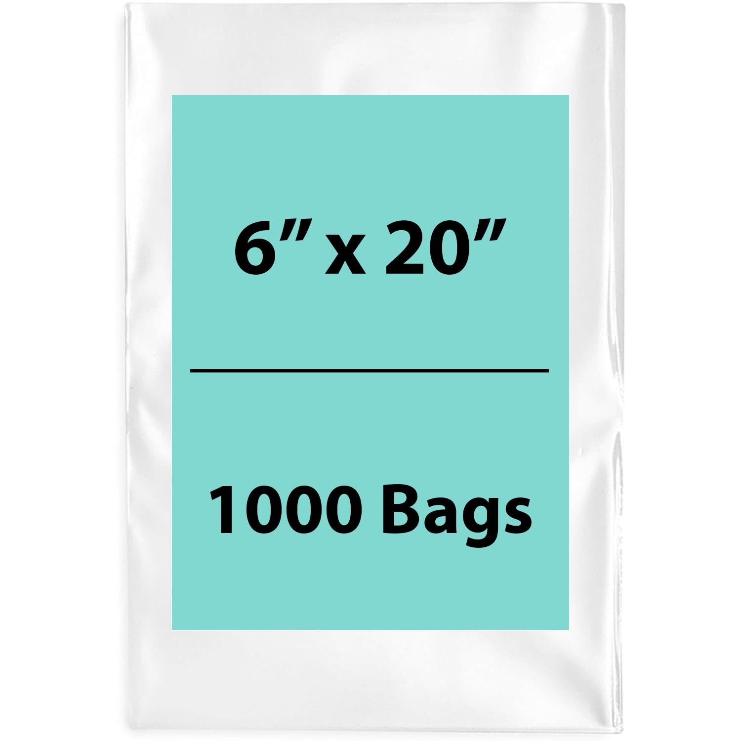 Clear Poly Bags 2 Mil Size: 6 inch (width) X 20 inch (height) Pack of 1000 Bags