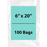 Clear Poly Bags 2 Mil Size: 6 inch (width) X 20 inch (height) Pack of 100 Bags