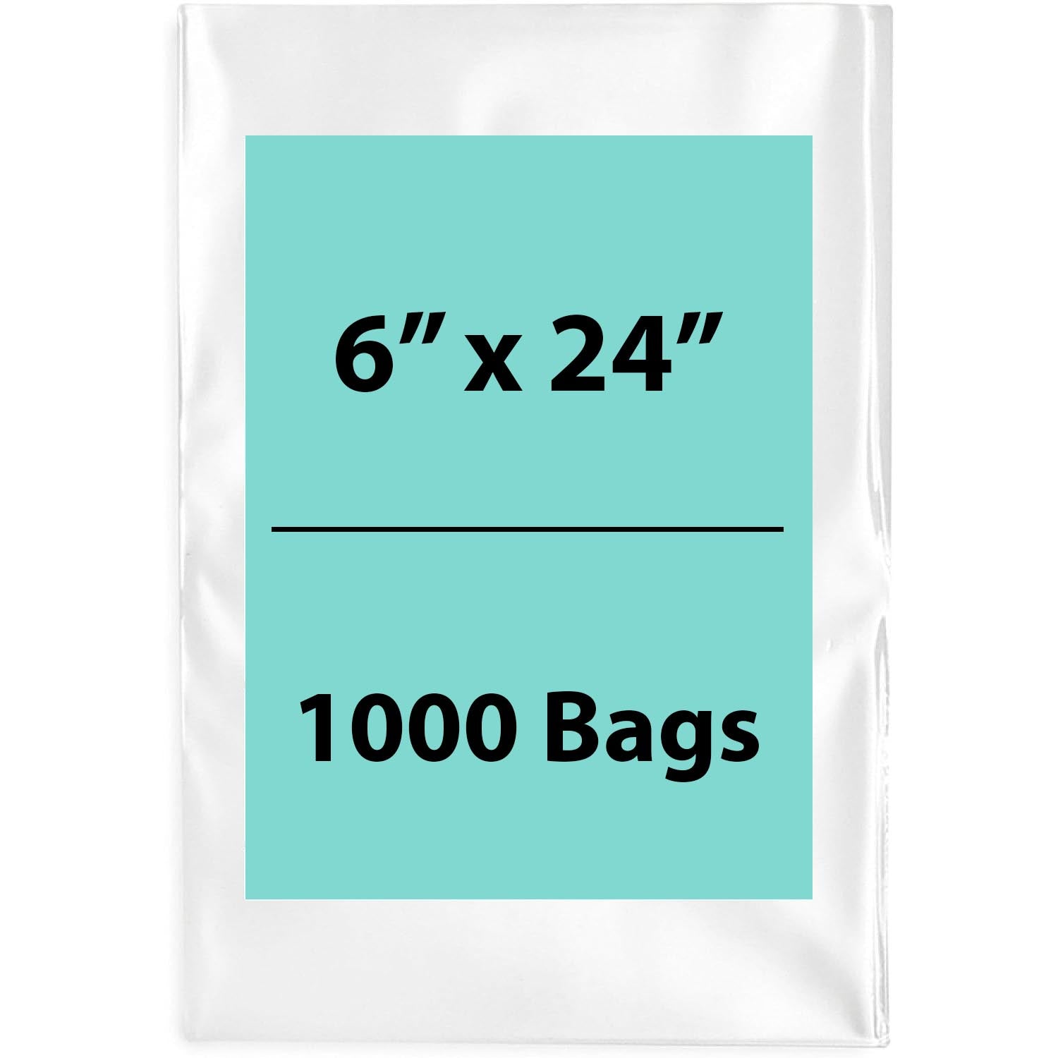 Clear Poly Bags 2 Mil Size: 6 inch (width) X 24 inch (height) Pack of 1000 Bags