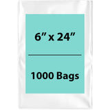Clear Poly Bags 2 Mil Size: 6 inch (width) X 24 inch (height) Pack of 1000 Bags