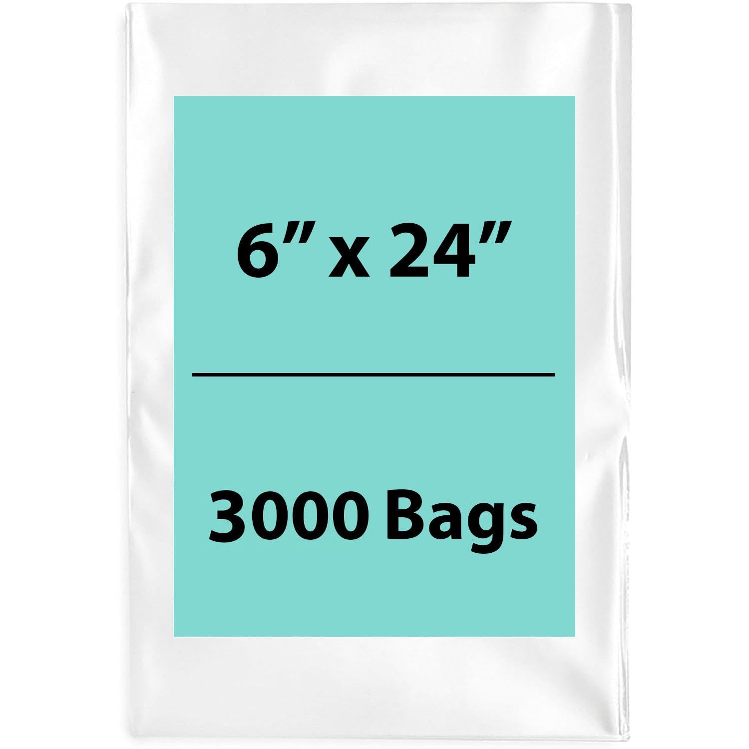 LDPE 2Mil Clear Poly Bags 6X24 inches 3000 Bags