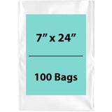 Clear Poly Bags 2 Mil Size: 7 inch (width) X 24 inch (height) Pack of 100 Bags