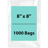 Clear Poly Bags 2 Mil Size: 8 inch (width) X 8 inch (height) Pack of 1000 Bags