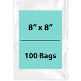 Clear Poly Bags 2 Mil Size: 8 inch (width) X 8 inch (height) Pack of 100 Bags