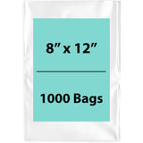Clear Poly Bags 2 Mil Size: 8 inch (width) X 12 inch (height) Pack of 1000 Bags